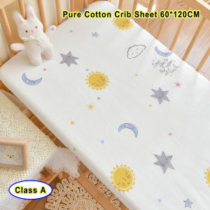 100% Pure Cotton Crib Fitted Sheet Breathable Mattress Cover Baby Bed Bedspread Protector 60*120CM