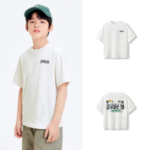 Barbarbar Childrens Cotton T-shirt Short Sleeve Printed Casual Top for Boys Summer Fashionable Mid-to-Big Kids Clothing