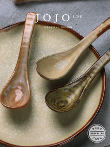 JOJOS L. PD.bank Ceramic Soup Spoon High Aesthetic Value Glaze Craft Household Use Kitchen Utensil Dining Tableware