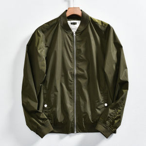 Memory Fabric Lightweight Waterproof Baseball Collar Jacket Mens Fashion Casual Outerwear Spring Autumn Season Polyester Fiber Lining