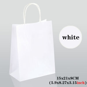 Wholesale 10/30/50PCS White Paper Bag Jewelry Candy Shopping Bag Kraft Paper with Handle Wedding Valentines Day Gift Bag