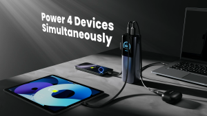 Vention 200W PowerBank 25000mAh with Retractable Cable TFT Smart Display Large Capacity Portable Power Station Fast Charging Power Bank for Laptop Tablet iPhone 17 Pro Max Samsung S26 Ultra Android iOS Xiaomi Huawei