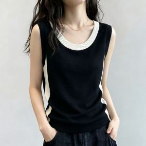 AIYITI | French Contrasted Knit Back Tank Top