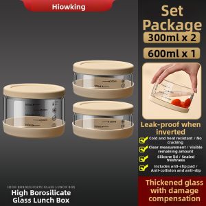 Heqing | Microwave-safe Glass Lunch Box with Lid Seal Fresh-keeping Segmented Multi-layer