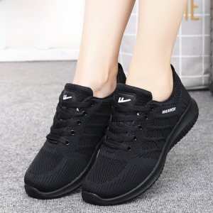 Breathable Black Womens Running Shoes Spring Summer Fashion Single Shoes Mesh Surface Sports Shoes Comfortable round Toe