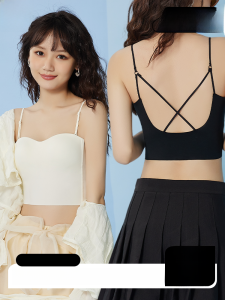 MiiOW | Áo ba lỗ nữ mùa hè mỏng không dây có đệm ngực một mảnh không cần mặc đồ lót hở lưng ngắn chéo lưng đẹp