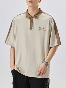 Cool Sensation Short Sleeve Polo Shirt Men Summer Thin Casual Loose Fit Student Loose Body T-Shirt American Trend Splicing Half Sleeve