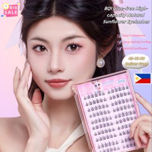 DazHom 【Local Stock】BQI Glue-free High-capacity Natural Sunflower Natural Eyelashes Lazy Single Cluster Eyelashes Easy To Remove Long-lasting Curling False Eyelashes With Tweezers Make Up Set