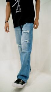 Otsky X Cavier Celana Jeans Pria Denim Osaka Ripped Light Blue Loose Fit