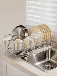 MODERN SWEETHOME | Stainless Steel Draining Rack Dish Basket Kitchen Sink Storage Shelf