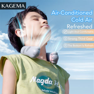 KAGEMA Portable Mini Bladeless Usb Neck Fan Kipas Leher Mini Rechargeable Large Capacity Battery Cute Style Silent