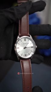 Jam Tangan Pria Casio MTP-V005L-7B5 Silver Dial Brown Leather Band