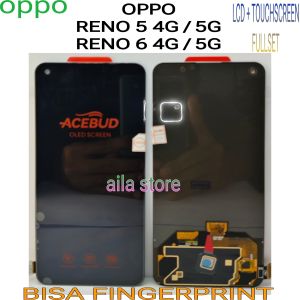 LCD OPPO RENO 5 4G/5G/ RENO 6 4G/5G BISA FINGERPRINT ORIGINAL OLED ACEBUD FULLSET