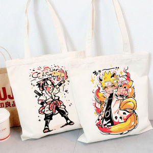 Naruto Shippuden Large Capacity Canvas Shoulder Bag Hinata Sakura Anime Cartoon Print Commuter Tote Book Carrier Durable