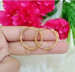 PERHIASAN WANITA ANTING BULAT POLOS ROSE GOLD ANTI LUNTUR