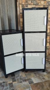 Lemari Pakaian Plastik Jumbo 3 Susun Murah Portable naiba Akako Tipe Bilpin Panda Model Anyaman Rotan Berkualitas