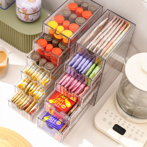 Acrylic Tea Bag Storage Box Coffee Milk Tea Classification Organize the Shelves Transparent and Dustproof Office Desktop Tea Room