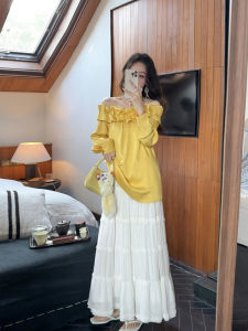 Light French Design Yellow Off-Shoulder Shirt