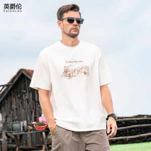 Enjeolon | Áo Thun Nam Tay Ngắn Cotton Cool Touch Họa Tiết Vintage Mỹ