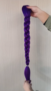 Braided Ponytail Wig Purple Colored K-pop Demon Hunters Huntrix Simulated Hair Kids Party Ekor Kuda