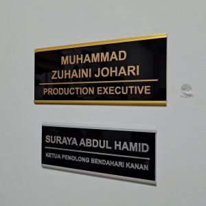 Jawatan Office Sign Name Job Position Title Plate with Gold Aluminium Frame Desk Sign Door Sign Papan Tanda Nama Custom Desk Nameplate Design Plate Name Plates For Doors - Lazada