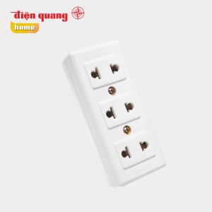 Ổ cắm Điện Quang ĐQ 004A-02 - 3 lỗ không dây - nhựa ABS chịu nhiệt chịu va đập cách điện tốt