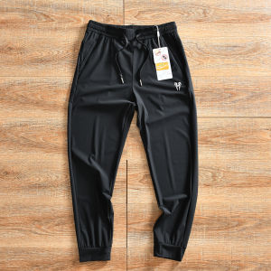 Lightweight Ice Silk Air Conditioning Pants Mens Summer Sportswear Casual Long Trousers with Mosquito Proof Coating And Zipper Pocket