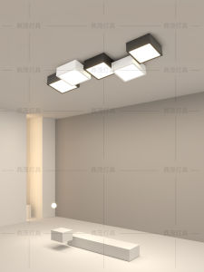 Modern Minimalist Black White Geometric Entrance Hallway Bedroom Balcony Ceiling Light Iron Art Smart Voice Control LED Lamp