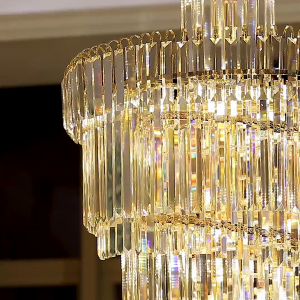 【Free gift】 Stair Long Chandelier Lighting Crystal Lighs for Living Dining Room Ceiling Lamp