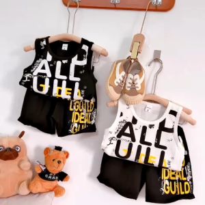 Bộ quần áo bé trai- Bộ sát nách cotton Quảng Châu ALL 18-32KG