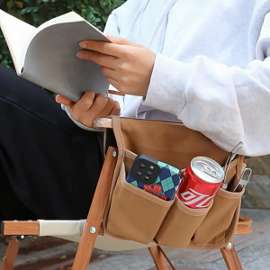Ayuqi® Chair Side Pocket Bag Outdoor Camping Armrest Storage Hanging Bag Khaki
