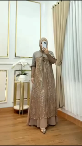 Dress Brokat Kondangan Terbaru 2025 Bahan Ceruty Mix Brokat Full Furing Elegan Gamis Wanita Remaja Dewasa Size Jumbo Viral Kekinian Lebaran 2025 Bisa COD