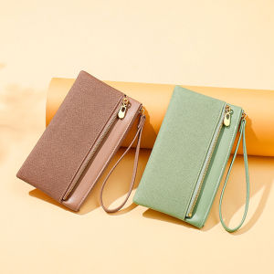 Fashionable Minimalist Long Zipper Wallet Womens Ultra-Thin Multi-Functional Handbag Trendy Daily Portable Strap Handbag