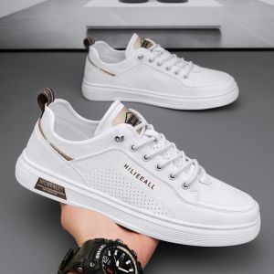 Mens Summer Pilot Casual Shoes Sport Flat Waterproof Leather Shoes Spring Wear Resistant Slip-On Boots Korean Style round Toe