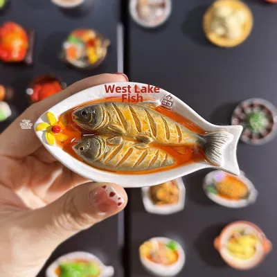 3D Creative Simulation Food Magnets Fridge Decorations Magnetic Stick on Iron Stone Menu Game Resin Material Kitchen Accessories