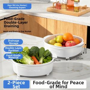 HANSHILIUJIA | Double Layer Thickened Fruit and Vegetable Washing Basin