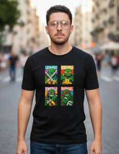Bandai | 2026 Hot Selling Summer Fashion Anime Ninja Turtle 3D Printed T-shirt for Street Wear Short Sleeved Loose Casual Y2k Size