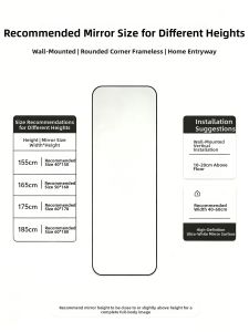 SAMEDREAM | Tempered Glass Full Length Mirror Wall Mounted Self-Adhesive