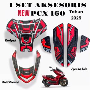 Paket Full Set Aksesoris PCX 160 2025 – Karpet + Tankpad + Upper Deck | Bahan Full Karet 100% | Roadsync / ABS / CBS