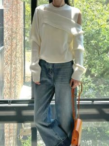 เสื้อถักแขนกุดสไตล์เกาหลีหลวมๆ สำหรับผู้หญิงในช่วงต้นฤดูใบไม้ร่วงและฤดูหนาว คอลเลกชั่นใหม่ปี 2025 เสื้อผ้าทำงานสไตล์ฝรั่งเศส