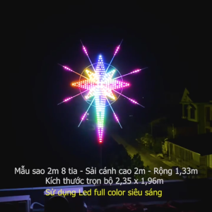 Ngôi sao noel ngôi sao Giáng Sinh mã S20-8 ( 8 tia sáng ) với chất liệu led full coler 100% dây đồng hàng cao cấp