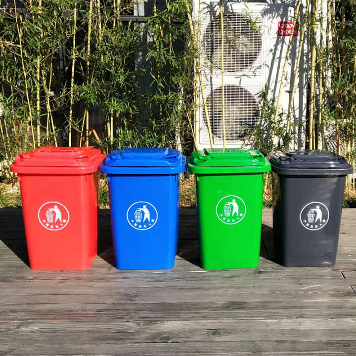 Super Thick Outdoor Trash Can with 4 Wheels 60L Corridor New Rural Property Community Trash Can