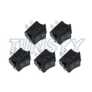 5 Pcs Auto Car Truck Boat Round Rocker 250V 3A 2-Pin ON/OFF Toggle SPST SwitchesRocker Switch 10x15mm