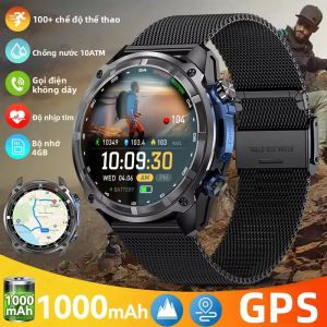 Đồng Hồ Thông Minh GPS Ngoài Trời Dành Cho Nam Chống Nước 10ATM Pin 1000mAh Màn Hình AMOLED HD Theo Dõi Nhịp Tim Gọi Bluetooth Thiết Bị Theo Dõi Thể Dục