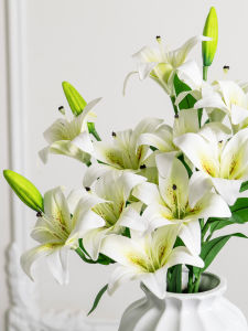 High-End PU Lilies Artificial Flowers Coffee Table TV Cabinet Decorative Living Room Fake Flowers Wedding Flower Arrangements