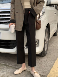 Quần Ống Đứng Rộng Rãi Cho Nữ Màu Đen Mùa Xuân Thu Quần Ống Đứng Cỡ Lớn Quần Ống Đứng Thường Ngày Phong Cách Hàn Quốc