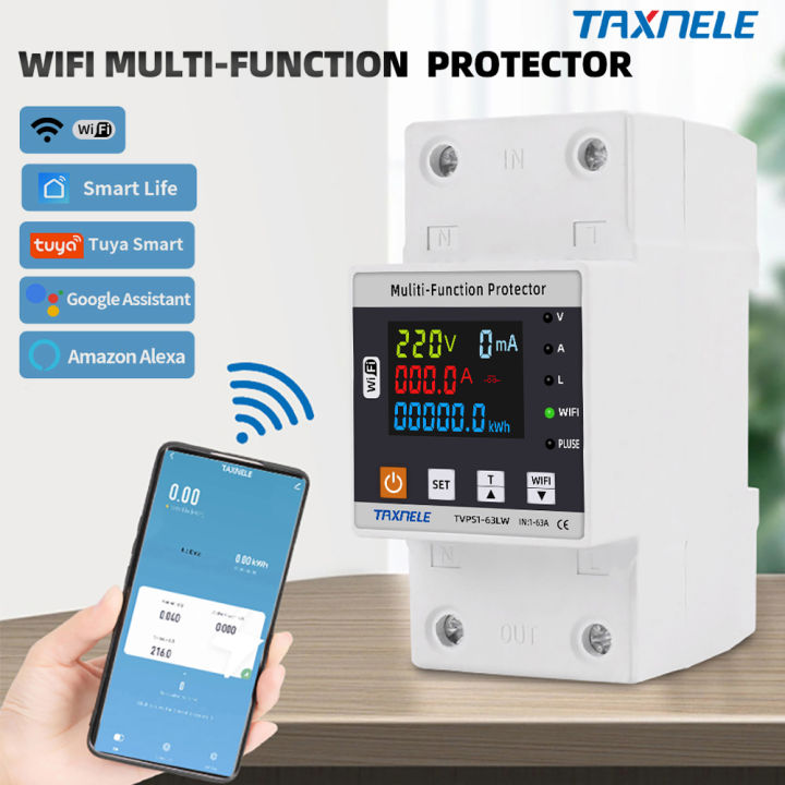 63a Tuya Wifi Smart Circuit Breaker Earth Leakage Over Under Voltage