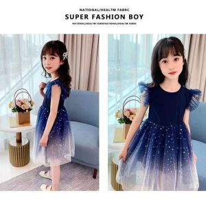 DRESS 2-11 YEARS GAUN PRINCESS NAVY BLUE GIRL DRESS