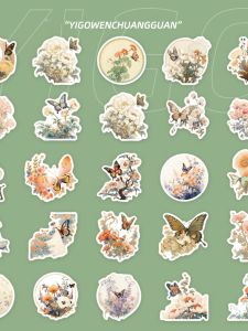 Fresh Butterfly Flower DIY Waterproof Stickers for Mobile Phone Case Laptop Decoration Simple Style Notebook Colorful Decals