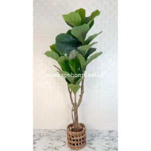 Pohon Hias Tanaman Artificial Daun Ketapang X3 T150 Latex Artificial Cover Pot Eceng Gondok Motif Hiasan Dekorasi Cafe Aesthetic